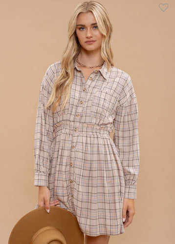 Chelsea button up plaid dress