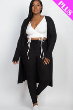 Plus Size Long Sleeve Cardigan & Pants Set: Olive / 1X