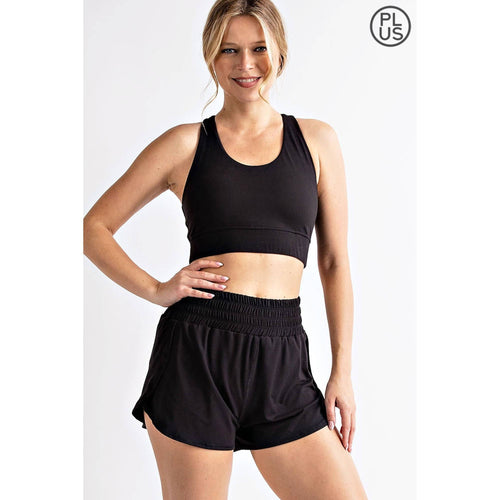 BUTTER FABRIC TRACK SHORTS: Black