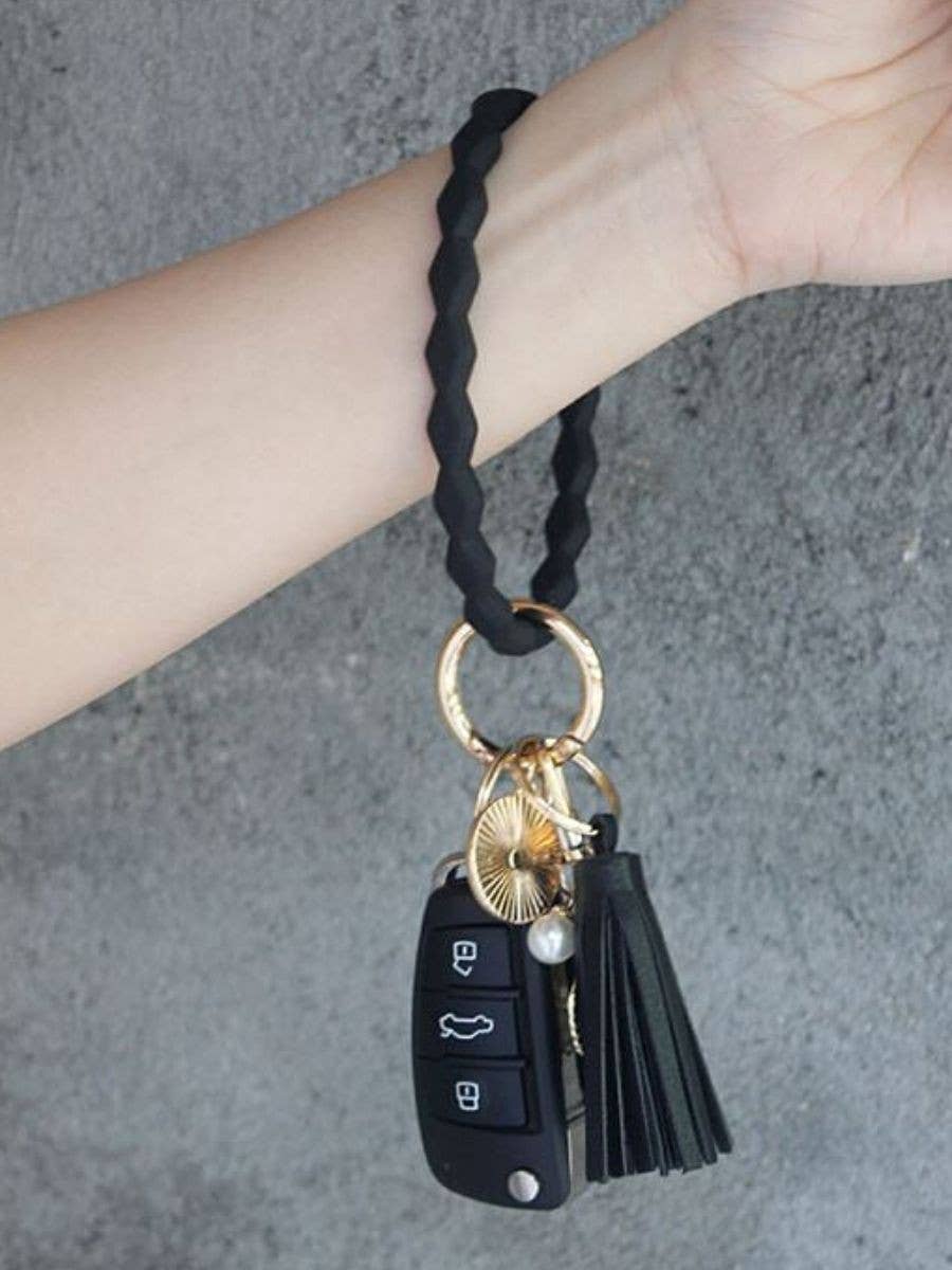 Triangle Diamond Silicone shaped Key Ring wristlet keychain: Army Green