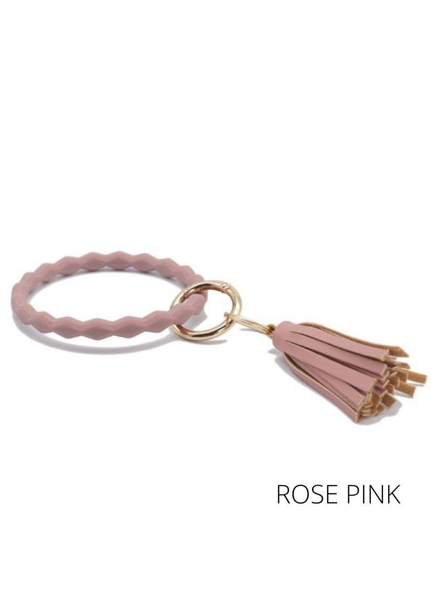 Triangle Diamond Silicone shaped Key Ring wristlet keychain: Army Green