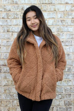 JKT2387 Candie Diamond Sherpa Jacket w/ Full Zip: Tan / 2XL/3XL