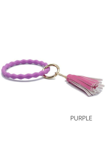 Triangle Diamond Silicone shaped Key Ring wristlet keychain: Purple