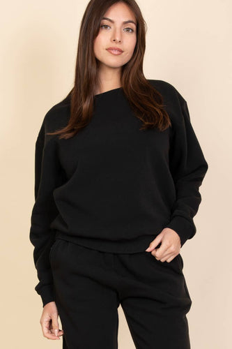 Classic Poly Fleece Crewneck Pullover: BLACK / L