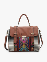 M1944 Harlow Aztec Embroidered Satchel: Taupe/Mint
