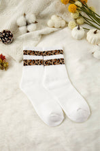 LDC Leopard Striped Detail Ribbed Cuffs Womens Socks: White / ONE SIZE