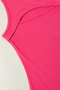 Ribbed One Shoulder Bodysuit: Fuchsia