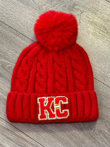 KC Striped Beanie: Black