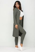 Ribbed Cardigan & Legging Set: Olive