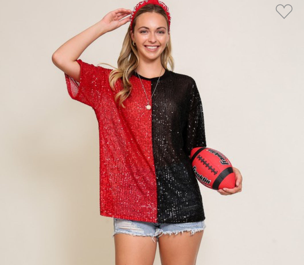 Sequin game day top