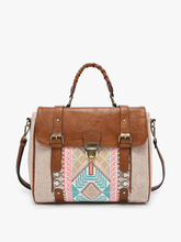 M1944 Harlow Aztec Embroidered Satchel: Taupe/Mint