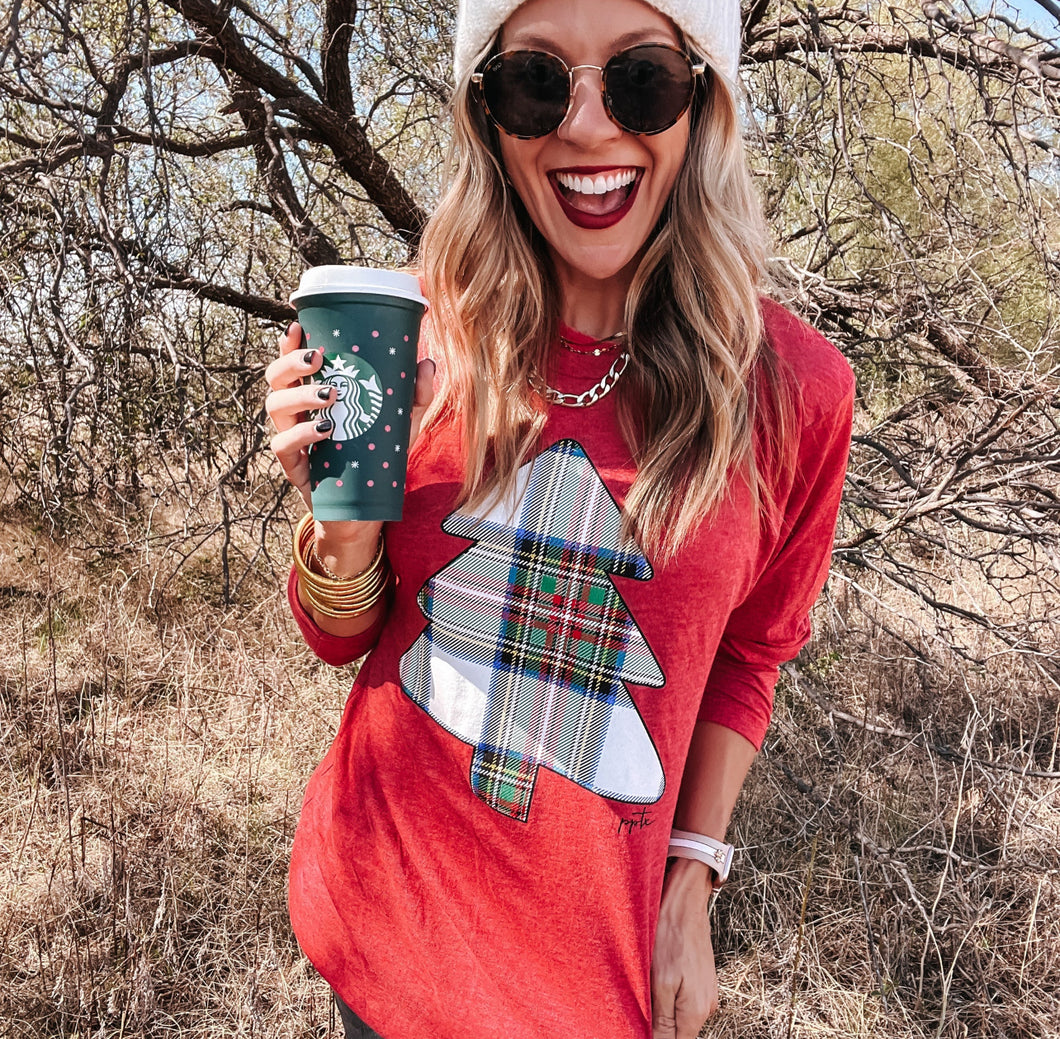 Plaid tree long sleeve