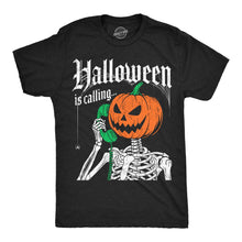 Halloween Is Calling Men's T Shirt: Heather Black - Halloween Is Calling / 3XL