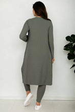 Ribbed Cardigan & Legging Set: Olive