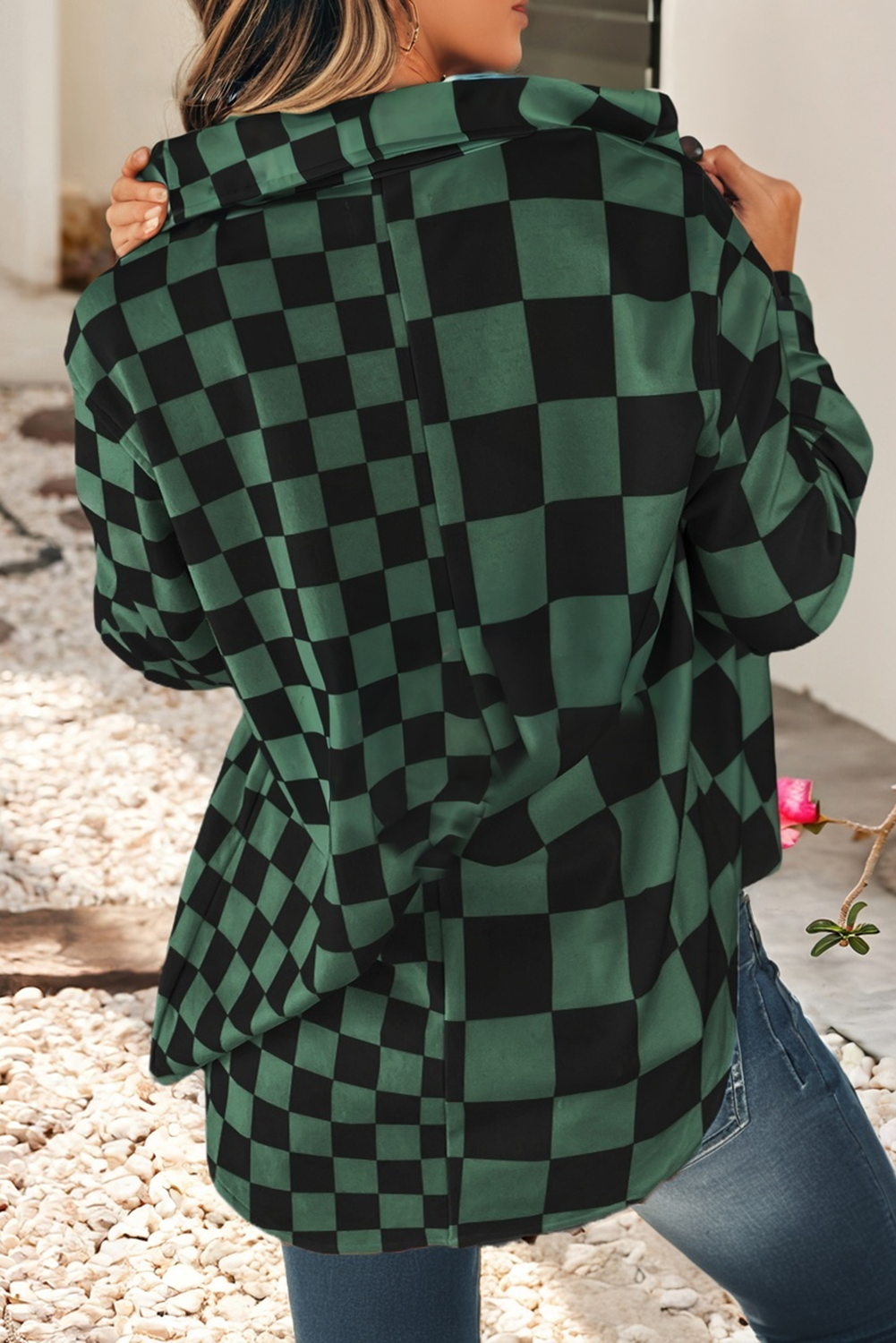 Checkerboard Shacket: Green
