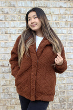 JKT2387 Candie Diamond Sherpa Jacket w/ Full Zip: Tan / S/M