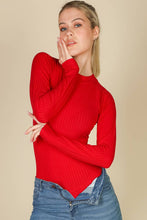 Mock Neck Ribbed Bodysuit: Gold / M