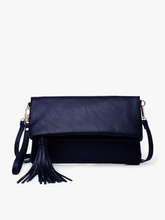 M1772 Austin Flapover Tassel Crossbody Clutch: Pewter