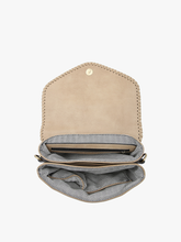 M1802A Sloane Flapover Crossbody w/ Whipstitch and Tassel: Parchment