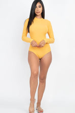 Mock Neck Ribbed Bodysuit: Gold / S