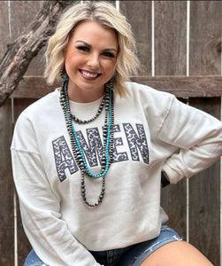 Amen with leopard appliqué sweatshirt