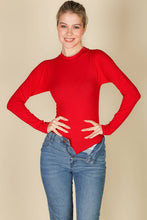 Mock Neck Ribbed Bodysuit: Gold / S