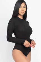 Mock Neck Ribbed Bodysuit: Gold / S