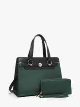 PP2048 Lexie Two-Tone Lion Satchel w/ Wallet: Fuchsia