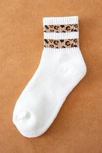 LDC Leopard Striped Detail Ribbed Cuffs Womens Socks: White / ONE SIZE