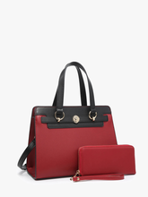 PP2048 Lexie Two-Tone Lion Satchel w/ Wallet: Fuchsia