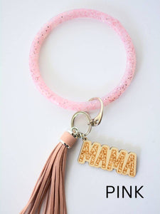 MAMA Keyring silicone keychain with MAMA charm & tassel: Pink