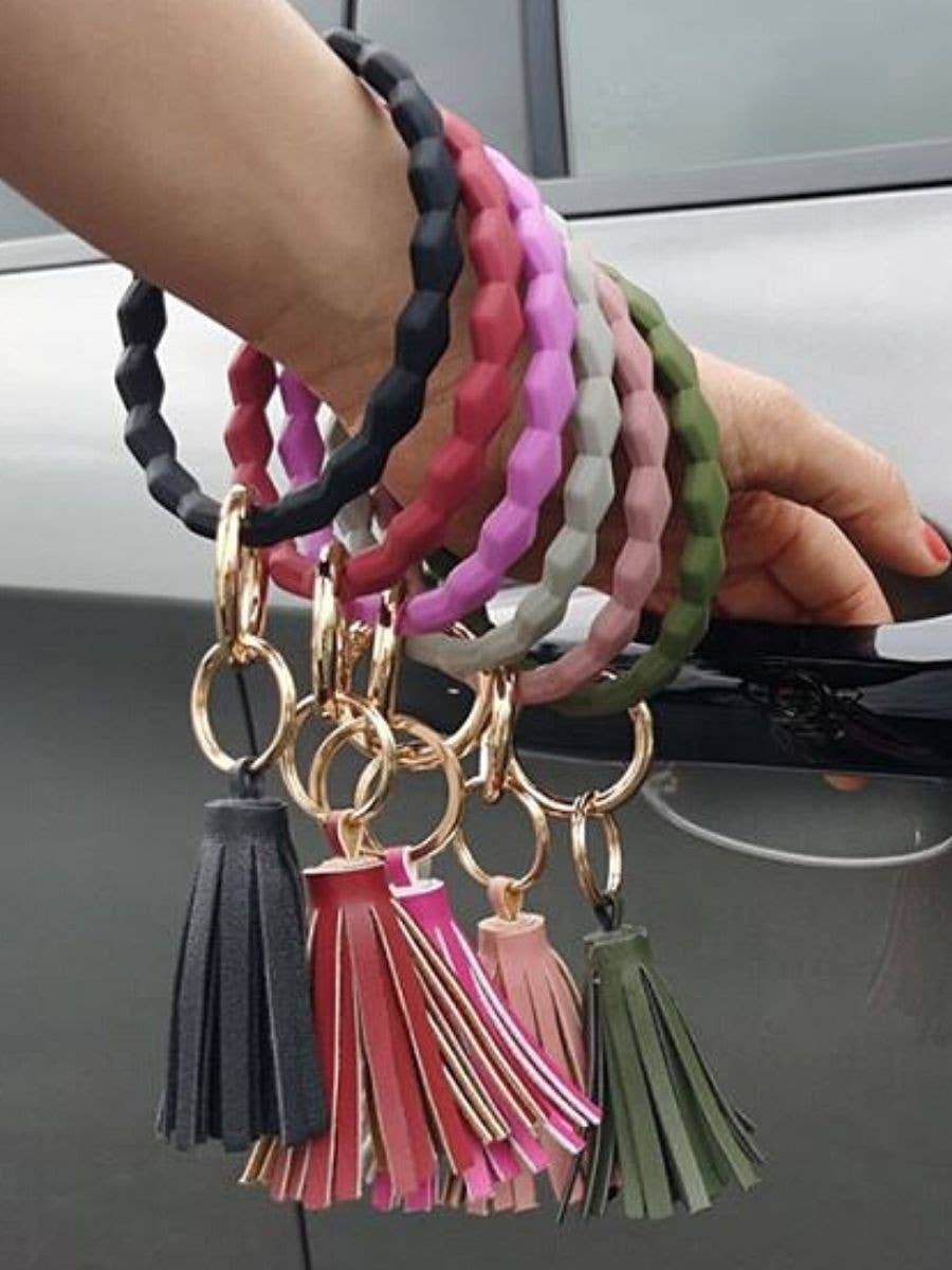 Triangle Diamond Silicone shaped Key Ring wristlet keychain: Army Green