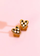 Tiny Black/White Checkered Heart