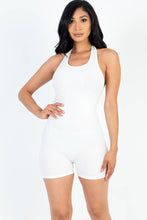 Ribbed Halter Neck Backless Romper: Black / L