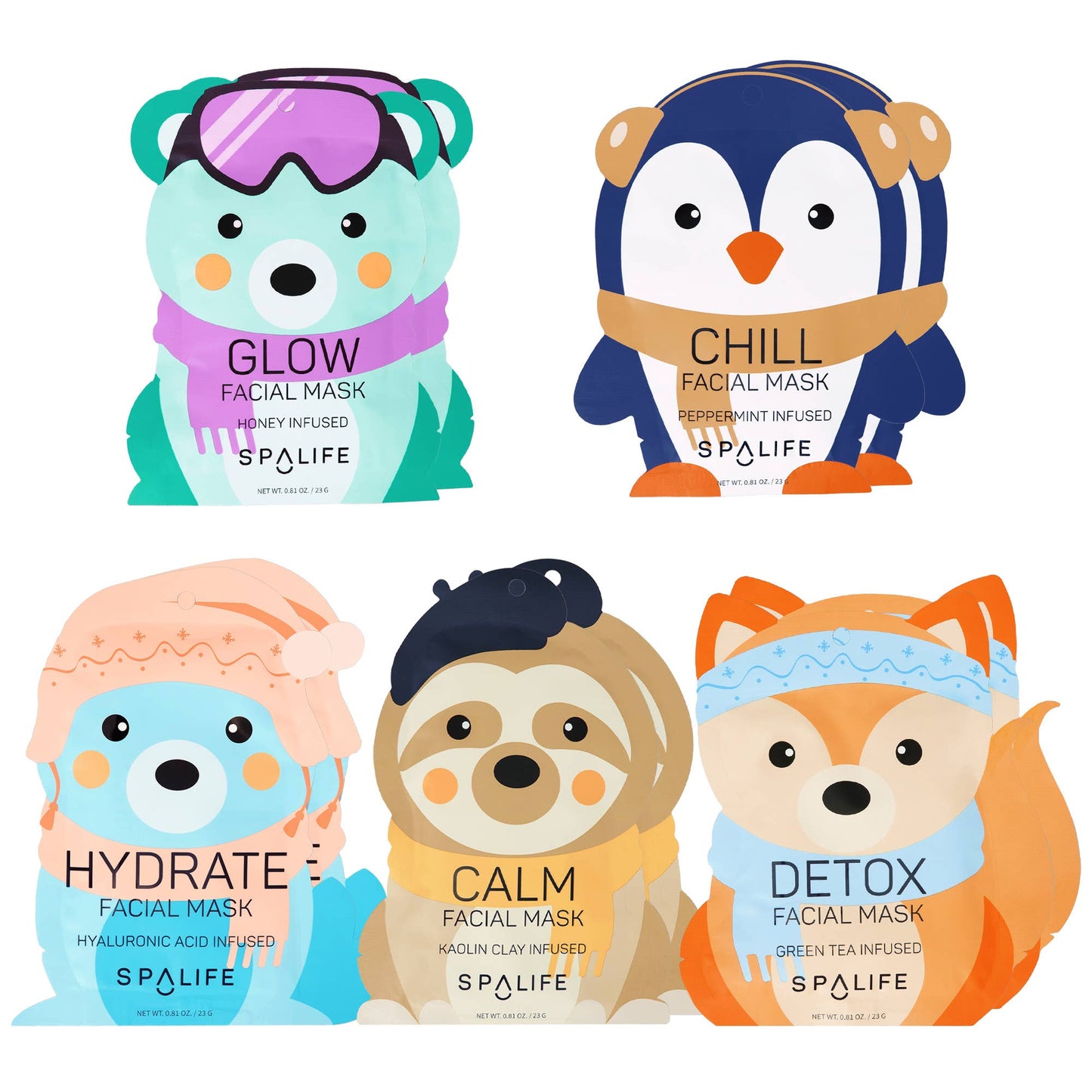 Christmas Holiday Snow Buddies Facial Mask Bundle -10 pc