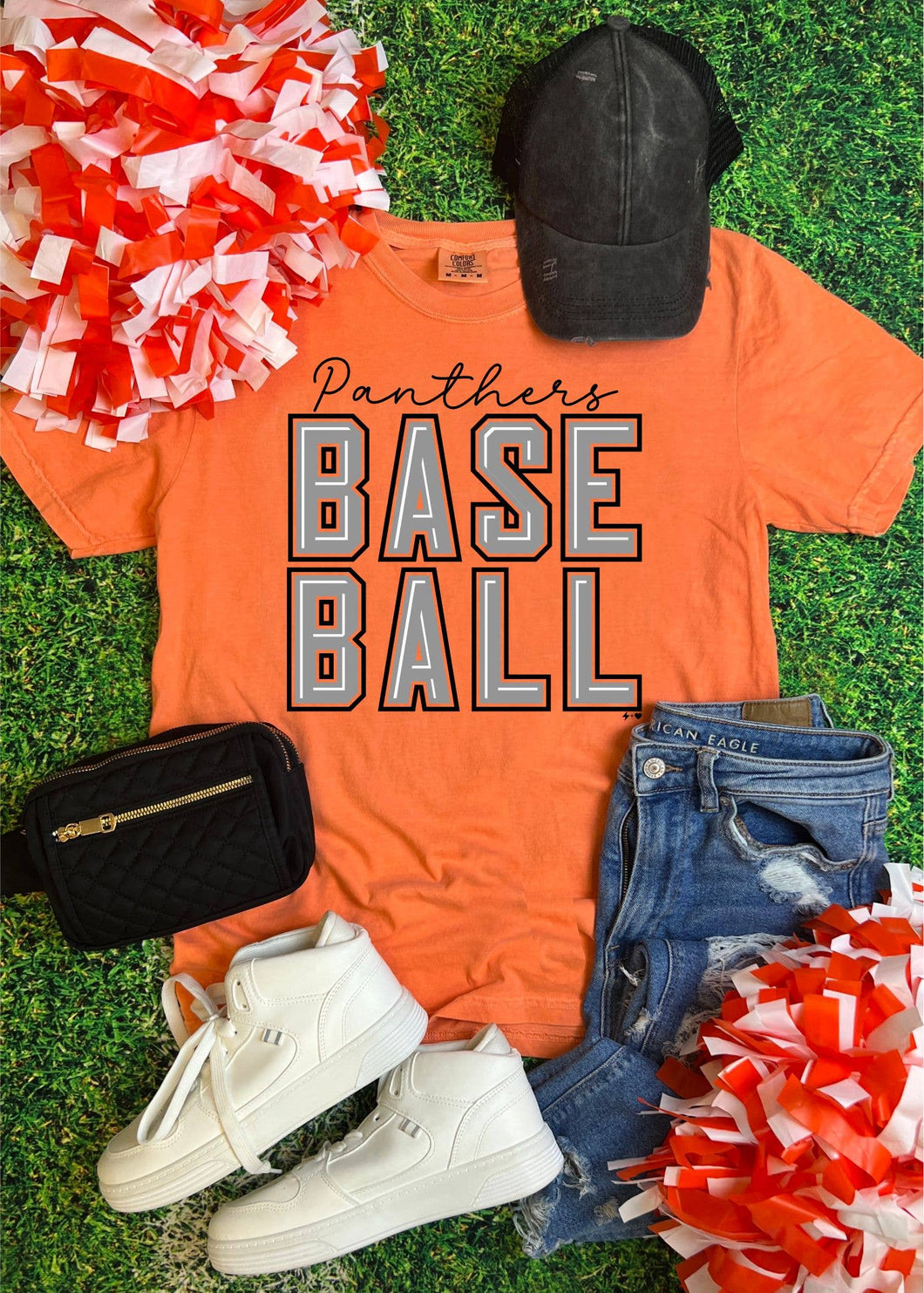 Block Letter Custom Baseball Tee (BASEBALL1041-DTF-TEE): Red / Medium