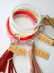 MAMA Keyring silicone keychain with MAMA charm & tassel: Red