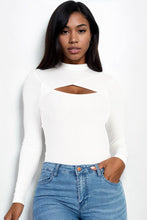 Front Cutout Long Sleeve Bodysuit: Olive / S