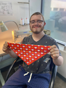 KC Heart Dog Bandana: L