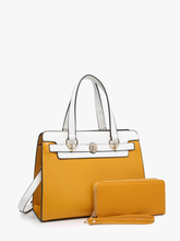 PP2048 Lexie Two-Tone Lion Satchel w/ Wallet: Fuchsia