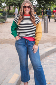 Nikki striped color block sweater