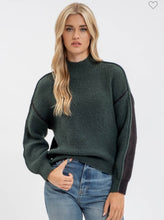 Colorblock knit sweater-green/black