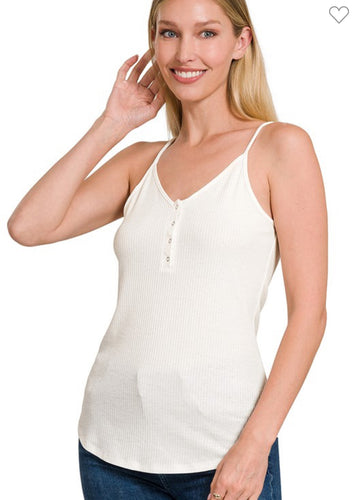 Ribbed tank-off white