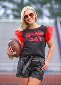 Game day sequin patch top