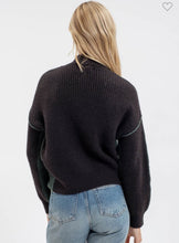 Colorblock knit sweater-green/black