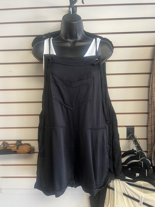 Romper with tie knot strap- black