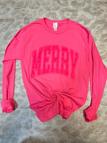 Pink tone on tone long sleeve