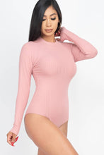 Mock Neck Ribbed Bodysuit: Gold / L