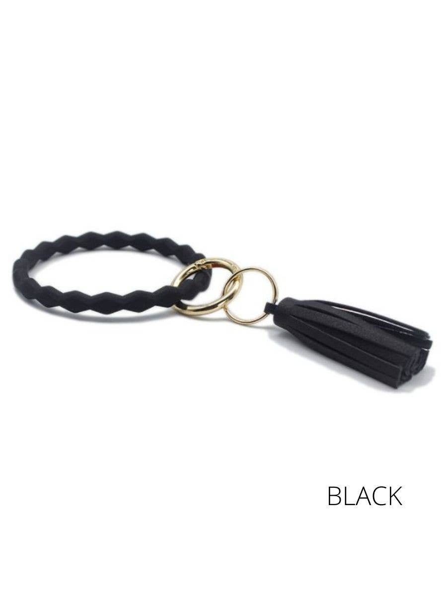 Triangle Diamond Silicone shaped Key Ring wristlet keychain: Army Green