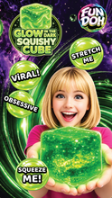 Fun Doh Glow in the Dark Squishy Sparkle Cube - 12/Display: Wholesale Price